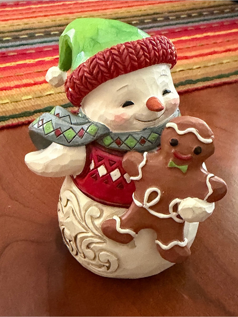 Jim Shore Festive mini Snowman with Gingerbread Figurine -
